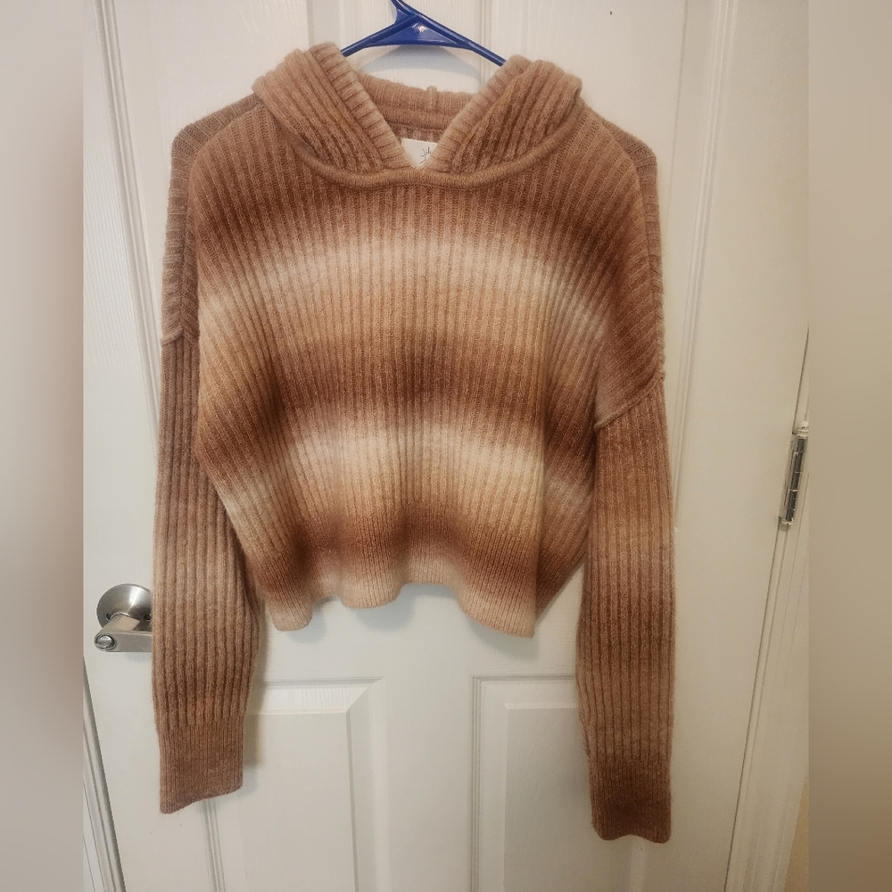 Aerie Small Cozy Gradient Brown Hooded Sweater